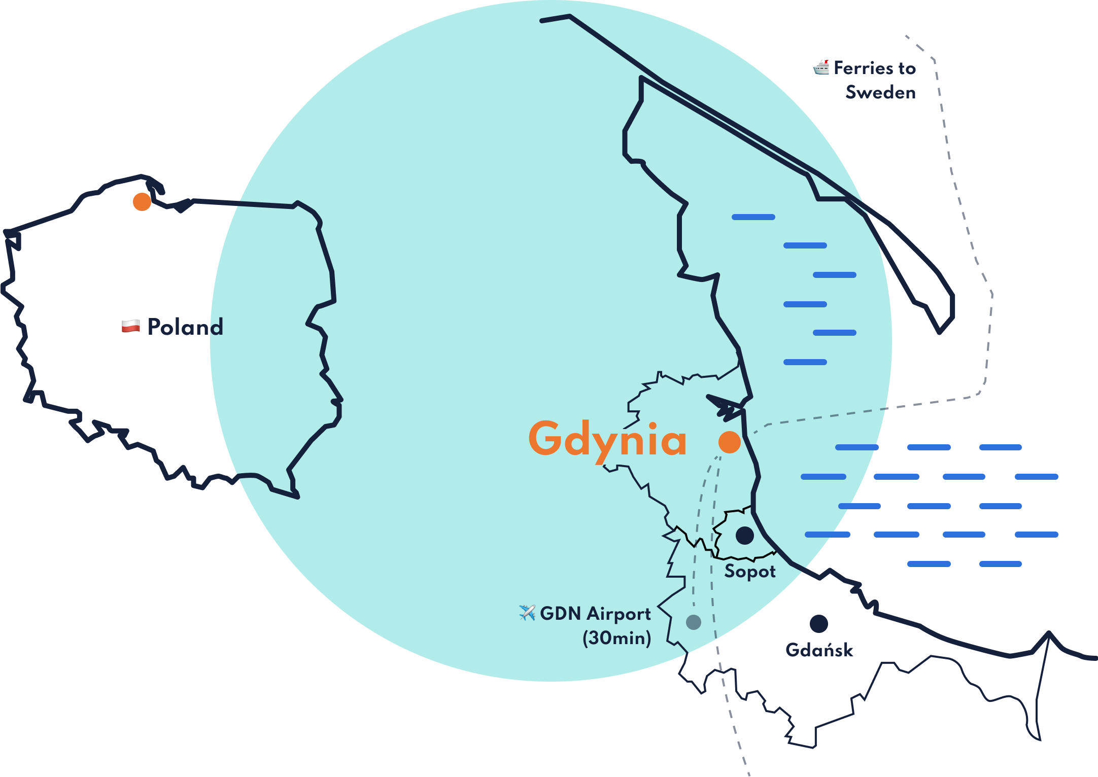 Map of Gdynia and Tricity.